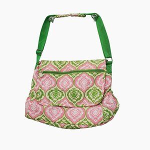 Pink & Green Tote Bag By Buckhead Betties With Adjustable Strap & Floral Pattern